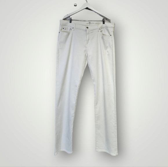 7 for All Mankind Jeans Womens 40 White Standard Stretch Denim Straight Leg - Picture 2 of 11
